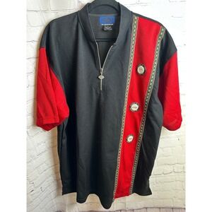 Crus by Monobaik Polo‎ Shirt Half Zip Short Sleeve Color Block Mens Medium